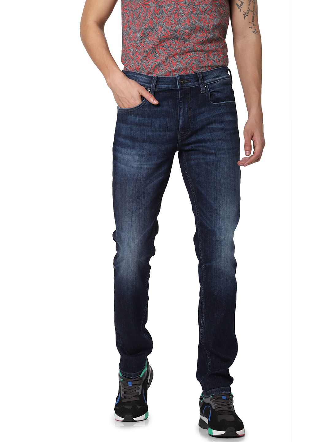Dark Blue Low Rise Glenn Slim Fit Jeans