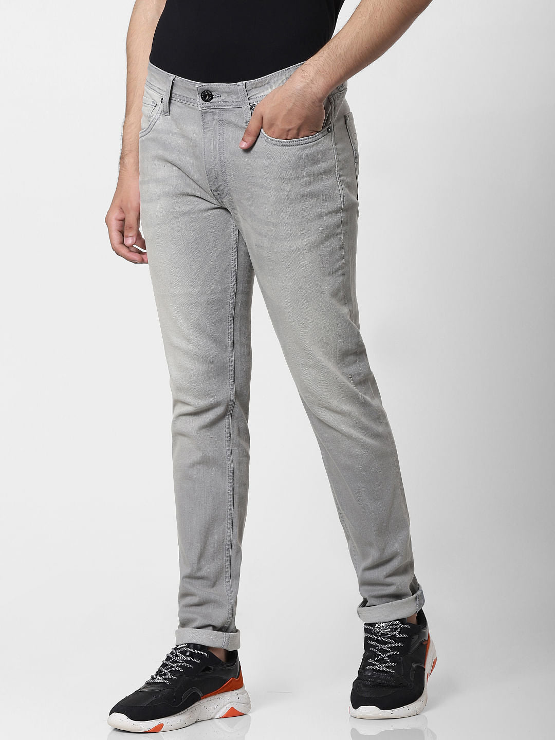 Grey Mid Rise Ben Skinny Fit Jeans
