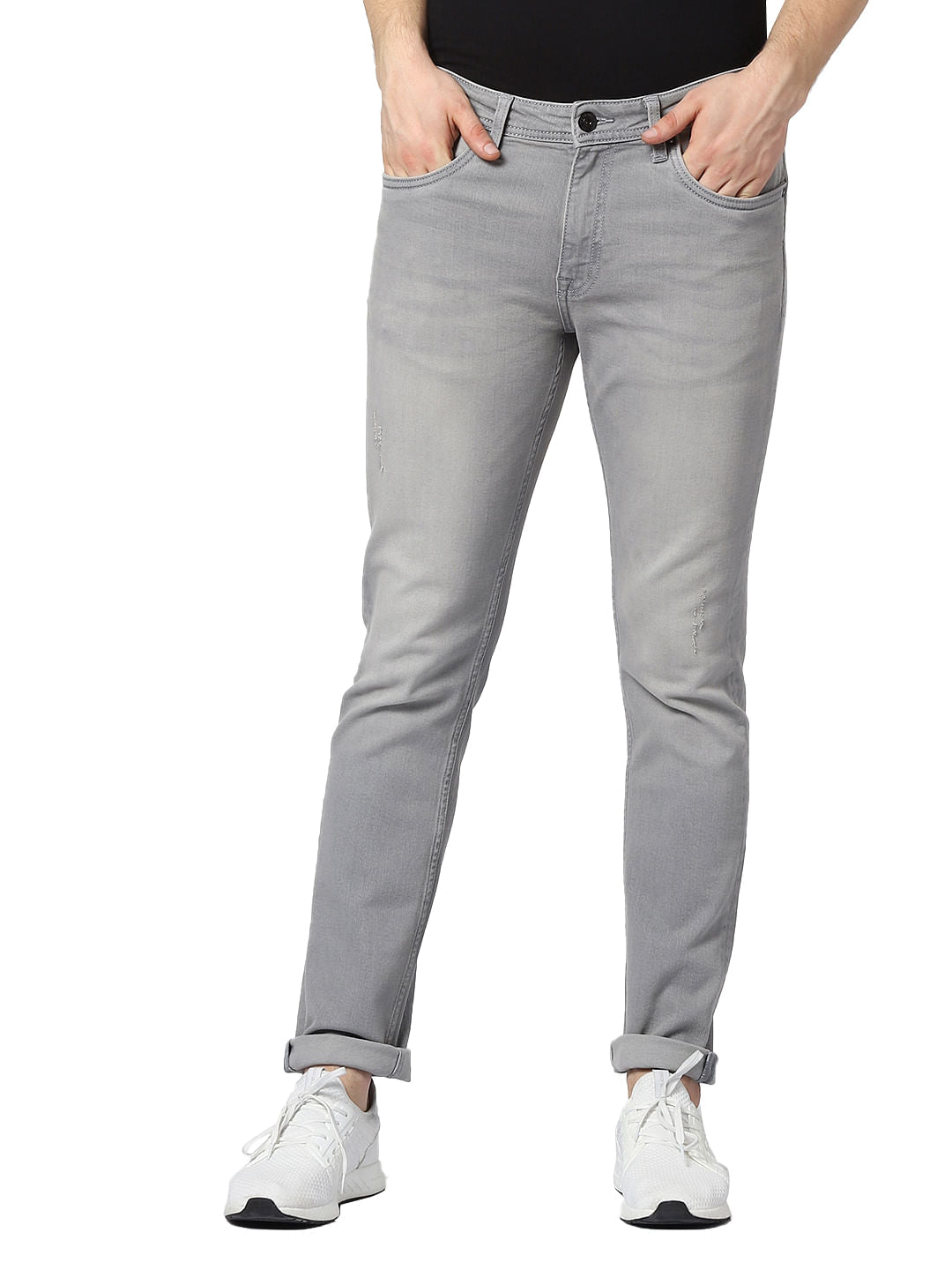 Grey Mid Rise Glenn Slim Fit Jeans - 28/30