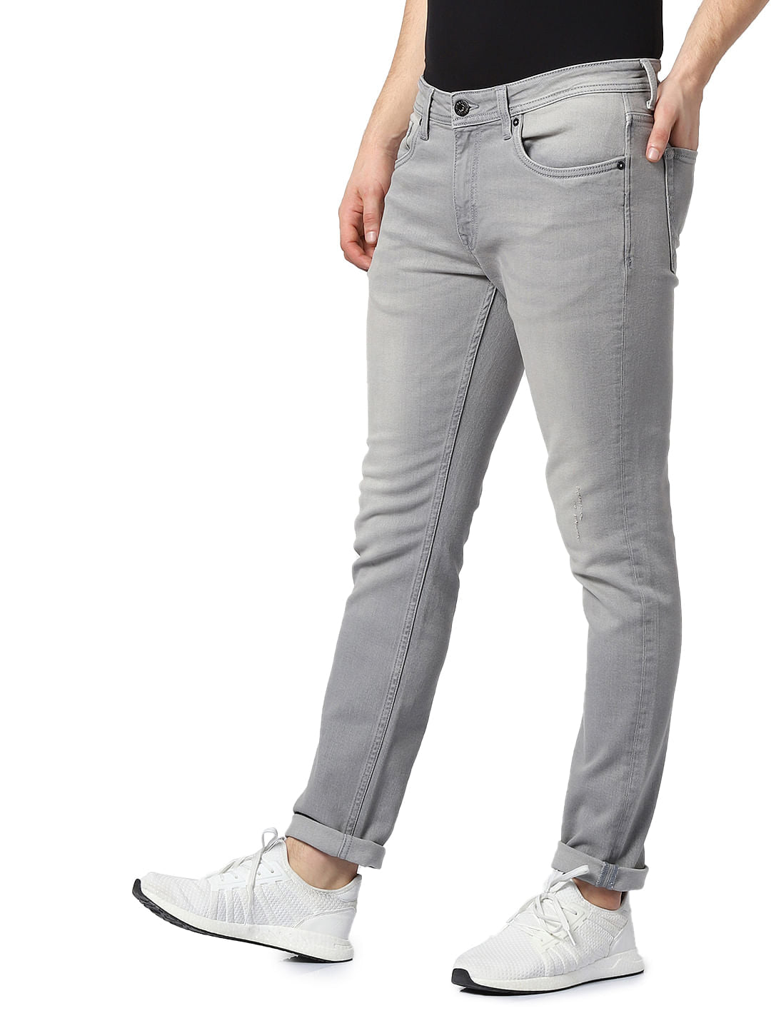 Grey Mid Rise Glenn Slim Fit Jeans
