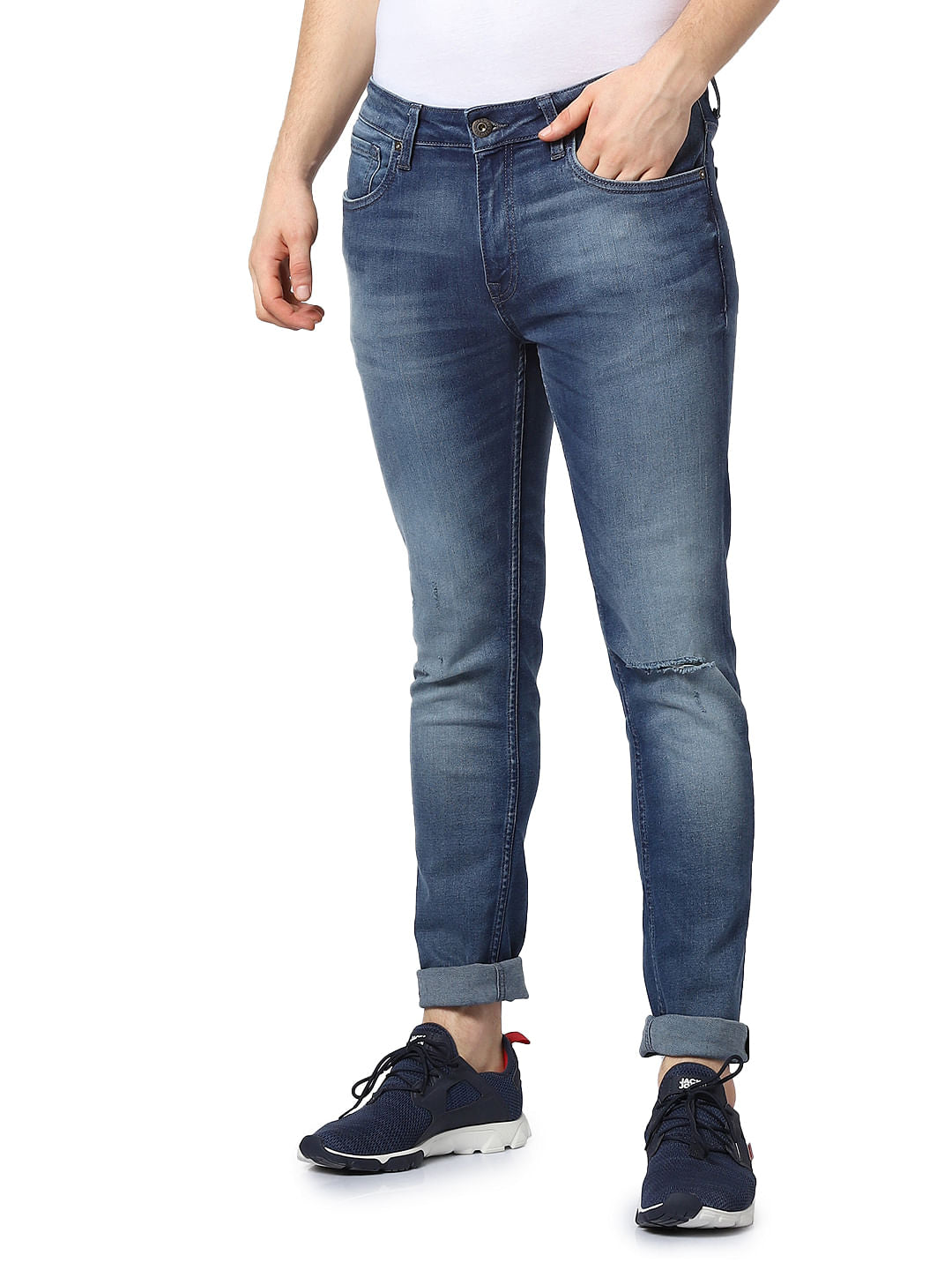 Blue Low Rise Ben Ripped Skinny Jeans - 28/30