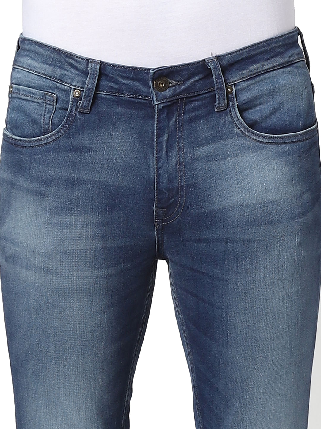 Blue Low Rise Ben Ripped Skinny Jeans