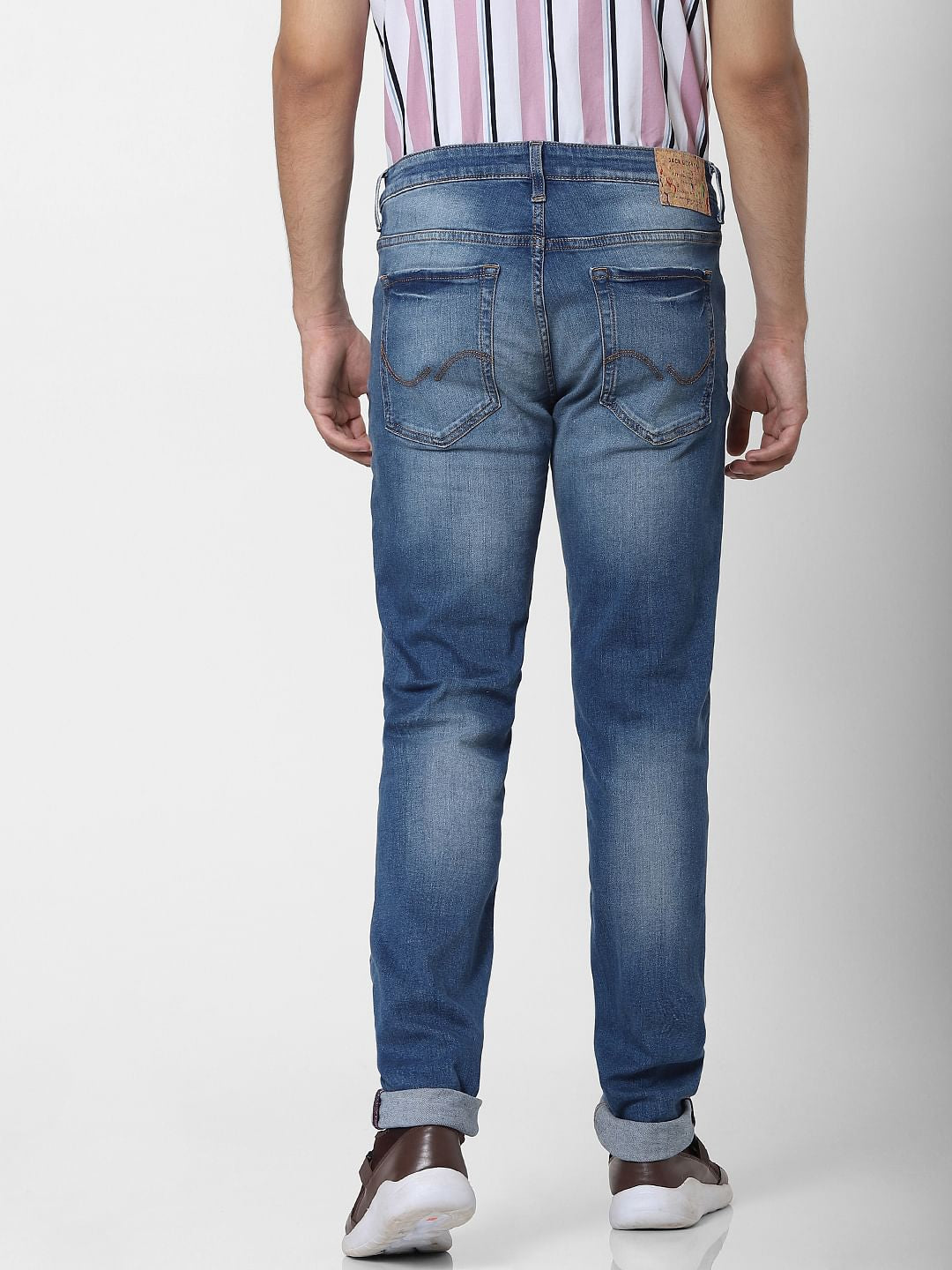 Blue Mid Rise Ben Washed Skinny Jeans