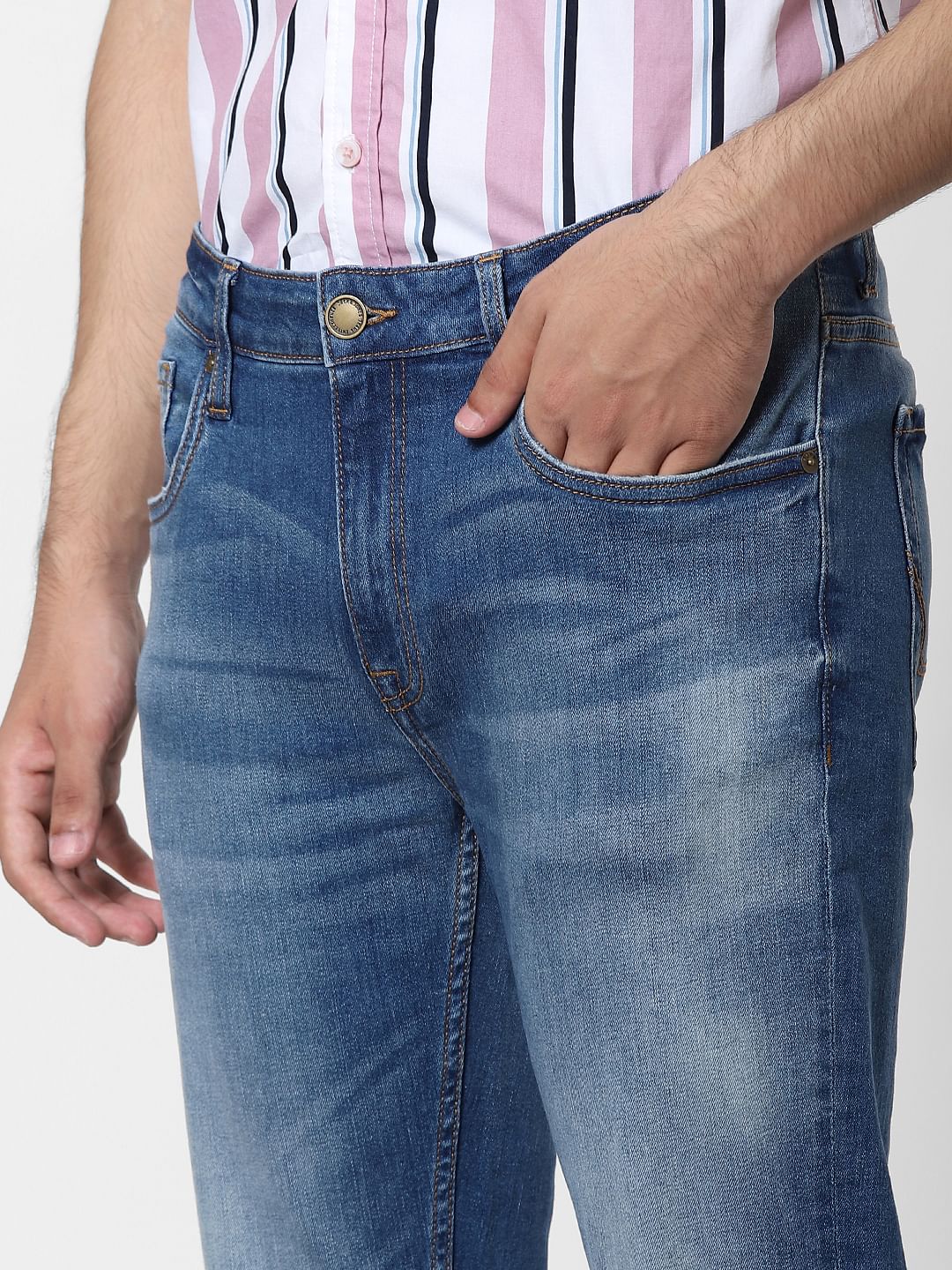 Blue Mid Rise Ben Washed Skinny Jeans