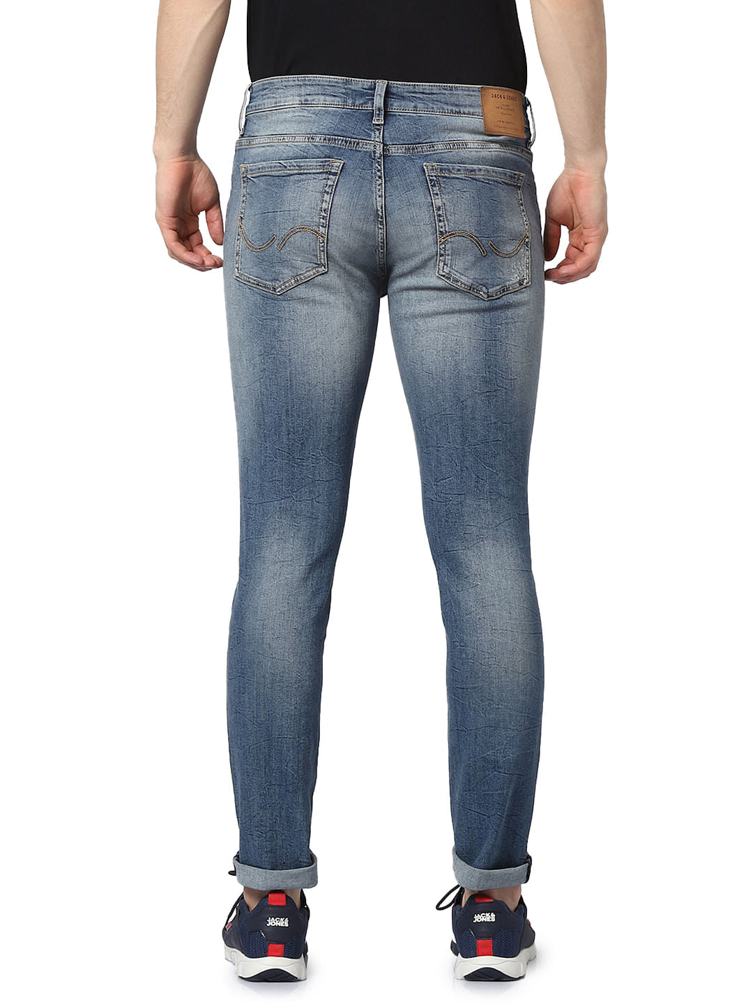 Blue Low Rise Glenn Distressed Slim Fit Jeans