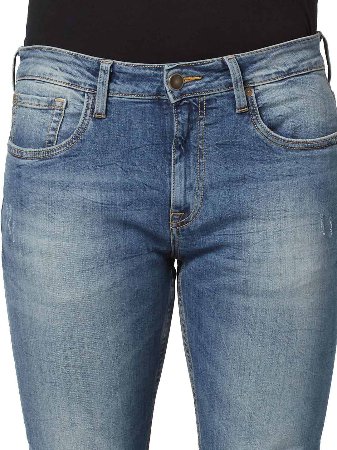 Blue Low Rise Glenn Distressed Slim Fit Jeans