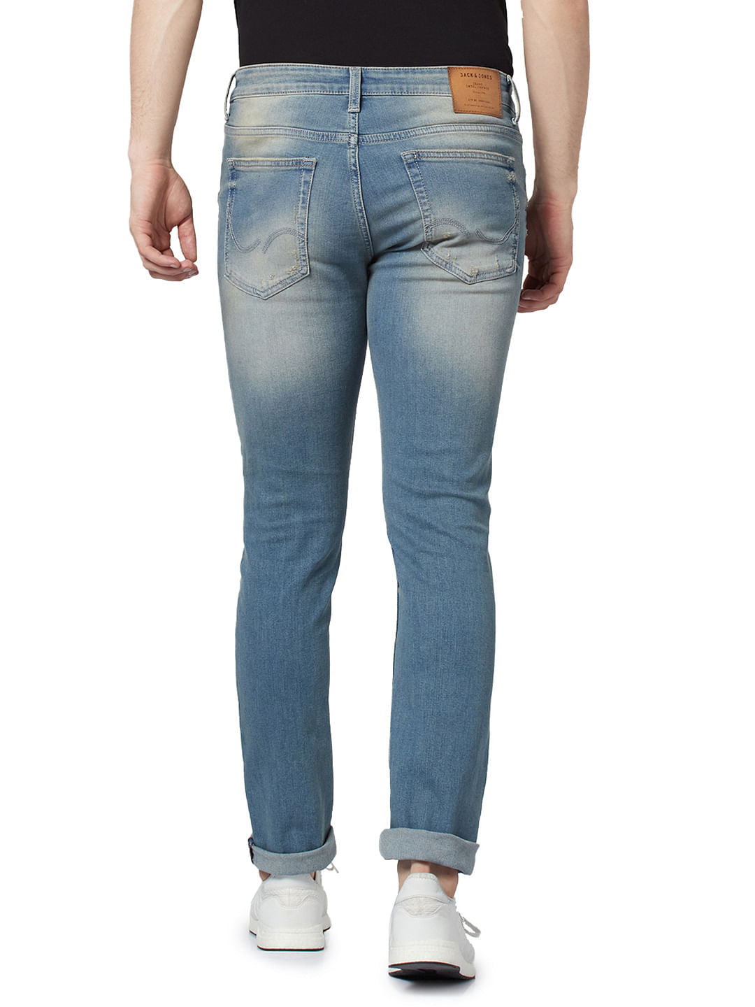 Blue Low Rise Glenn Distressed Slim Fit Jeans