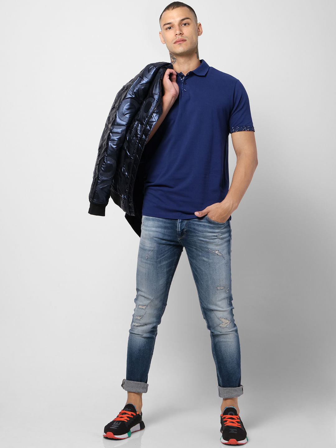 Blue Low Rise Washed Liam Skinny Fit Jeans - 28/30