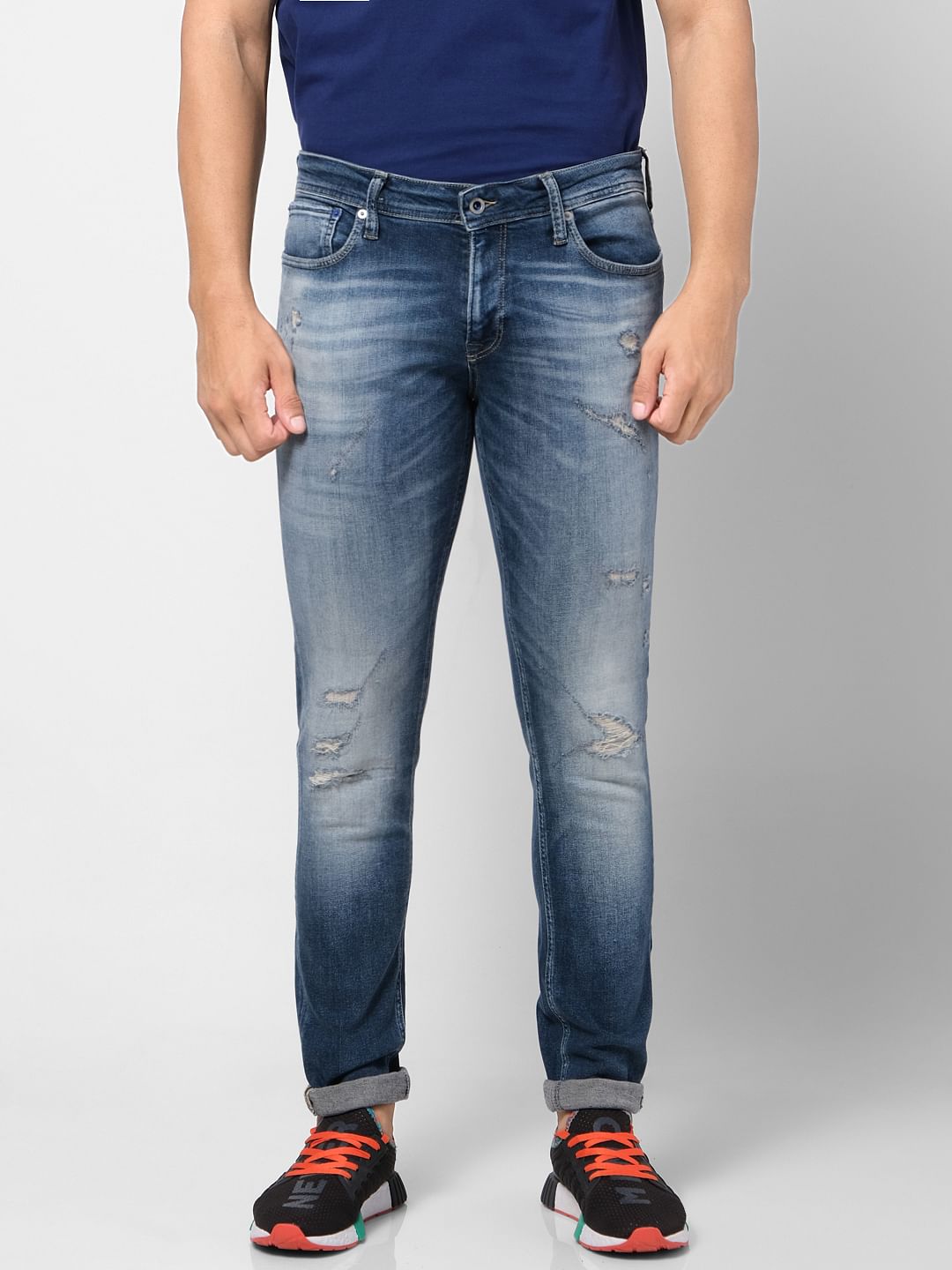 Blue Low Rise Washed Liam Skinny Fit Jeans