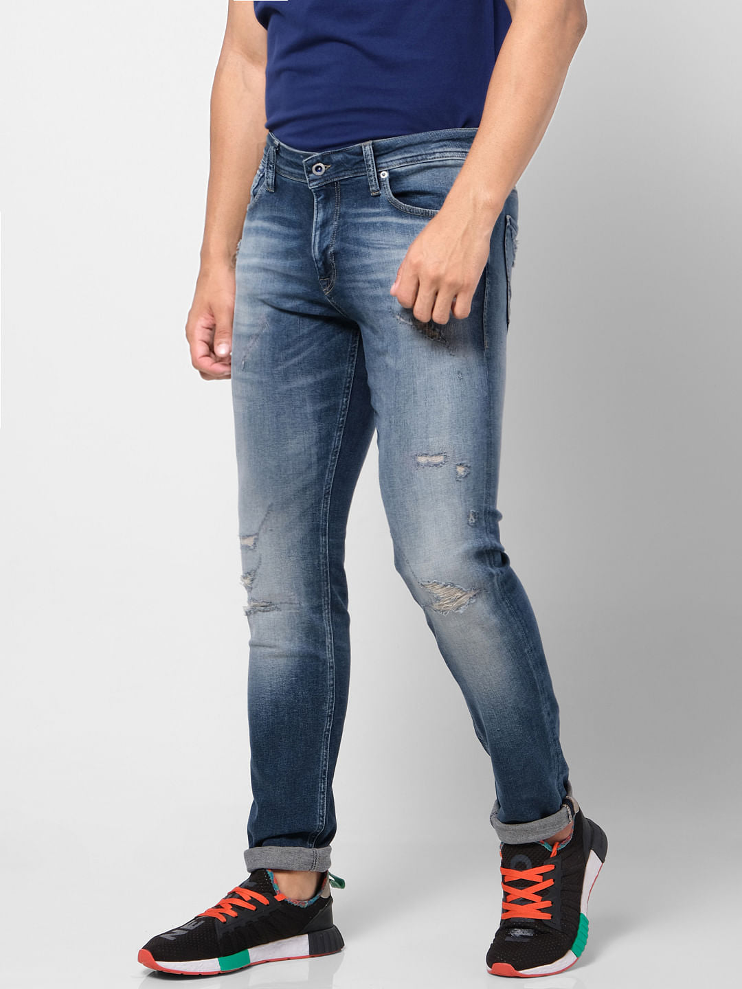 Blue Low Rise Washed Liam Skinny Fit Jeans