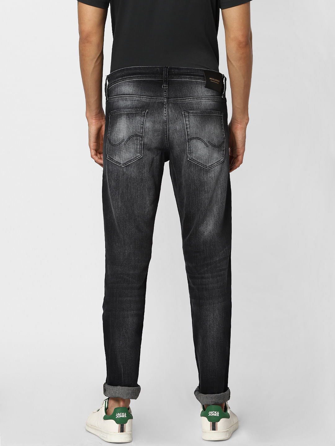 Dark Grey Low Rise Distressed Glenn Slim Jeans