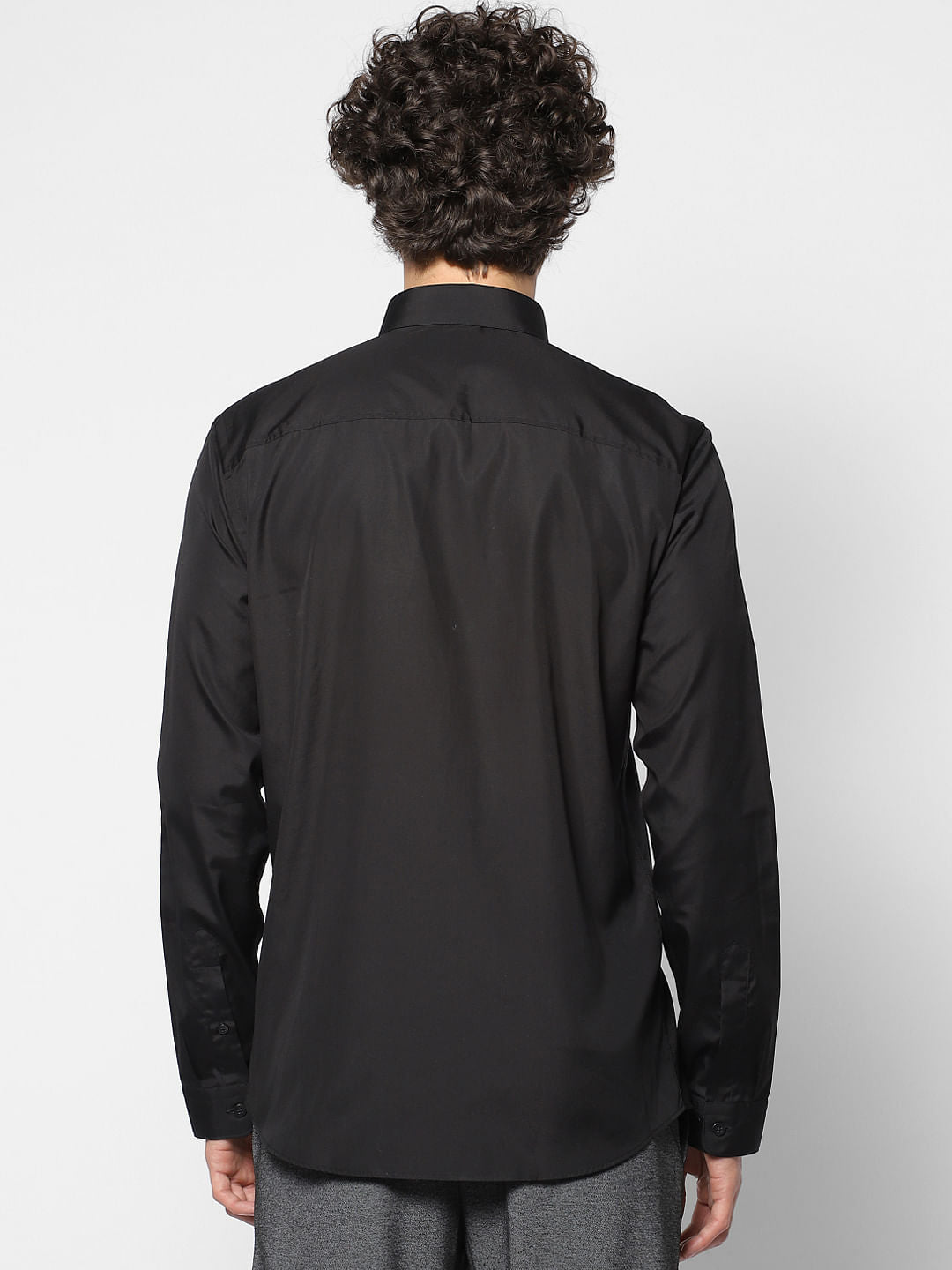 Black Regular Fit Full Sleeves Shirt