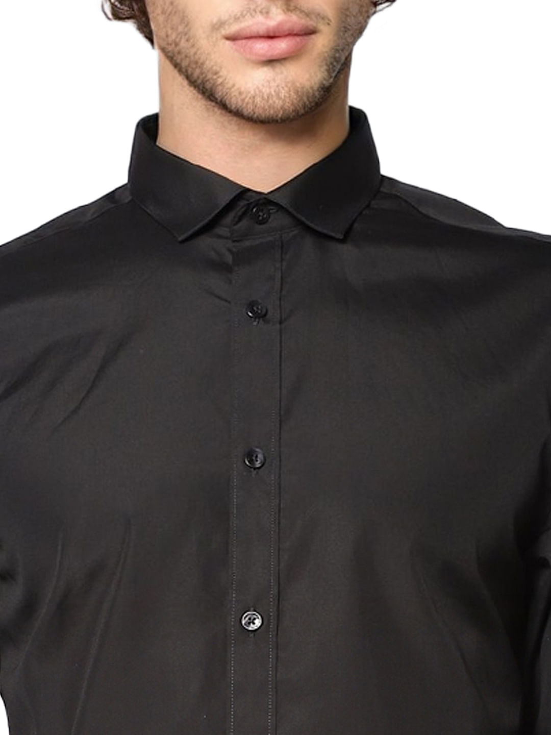 Black Regular Fit Full Sleeves Shirt