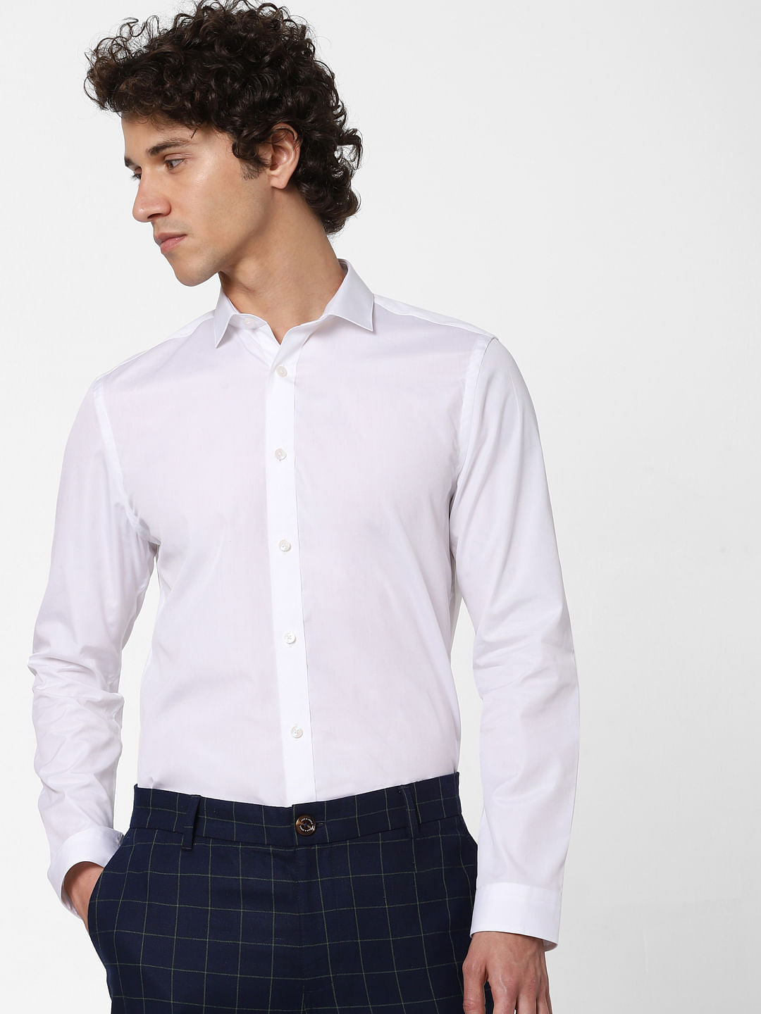 White Slim Fit Full Sleeves Shirt