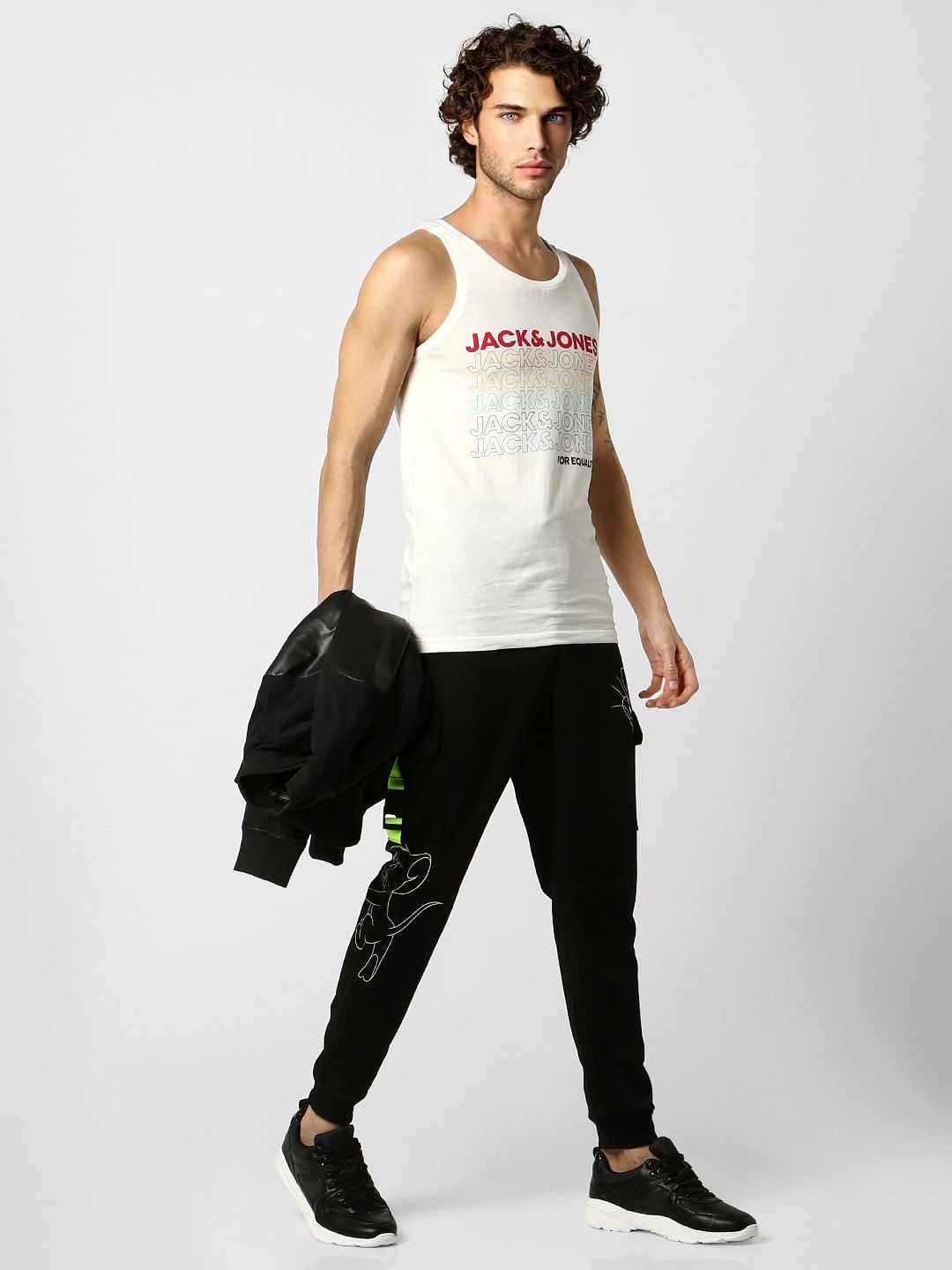 X Tom & Jerry Black Graphic Print Sweatpants - S