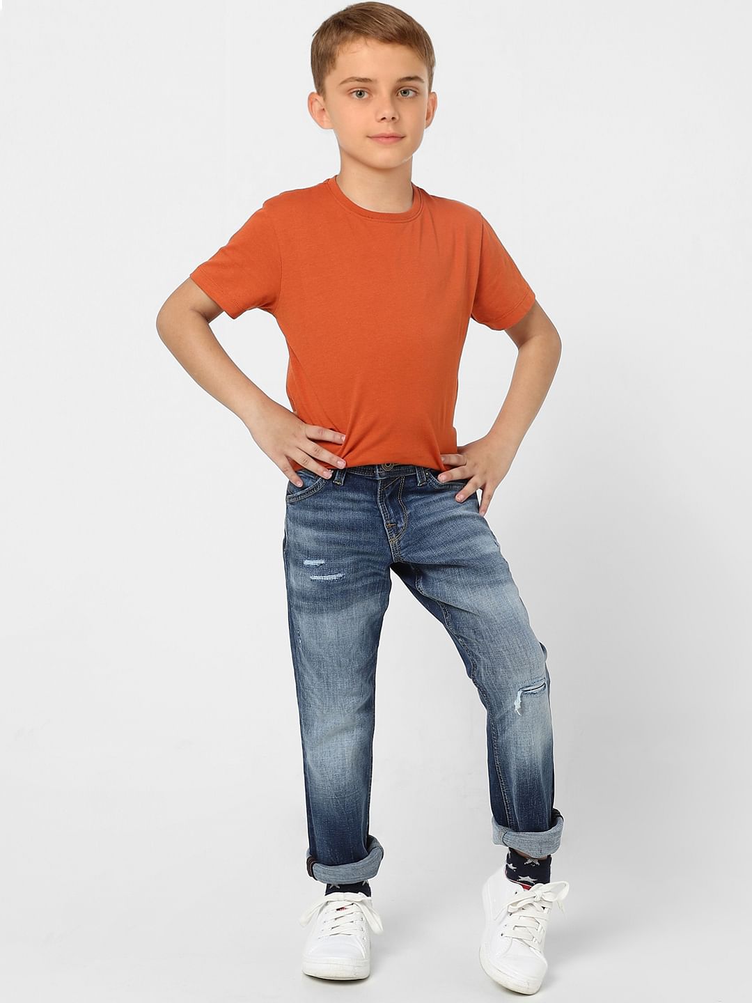 Boys Blue Mid Rise Clark Straight Jeans - 4/5Y
