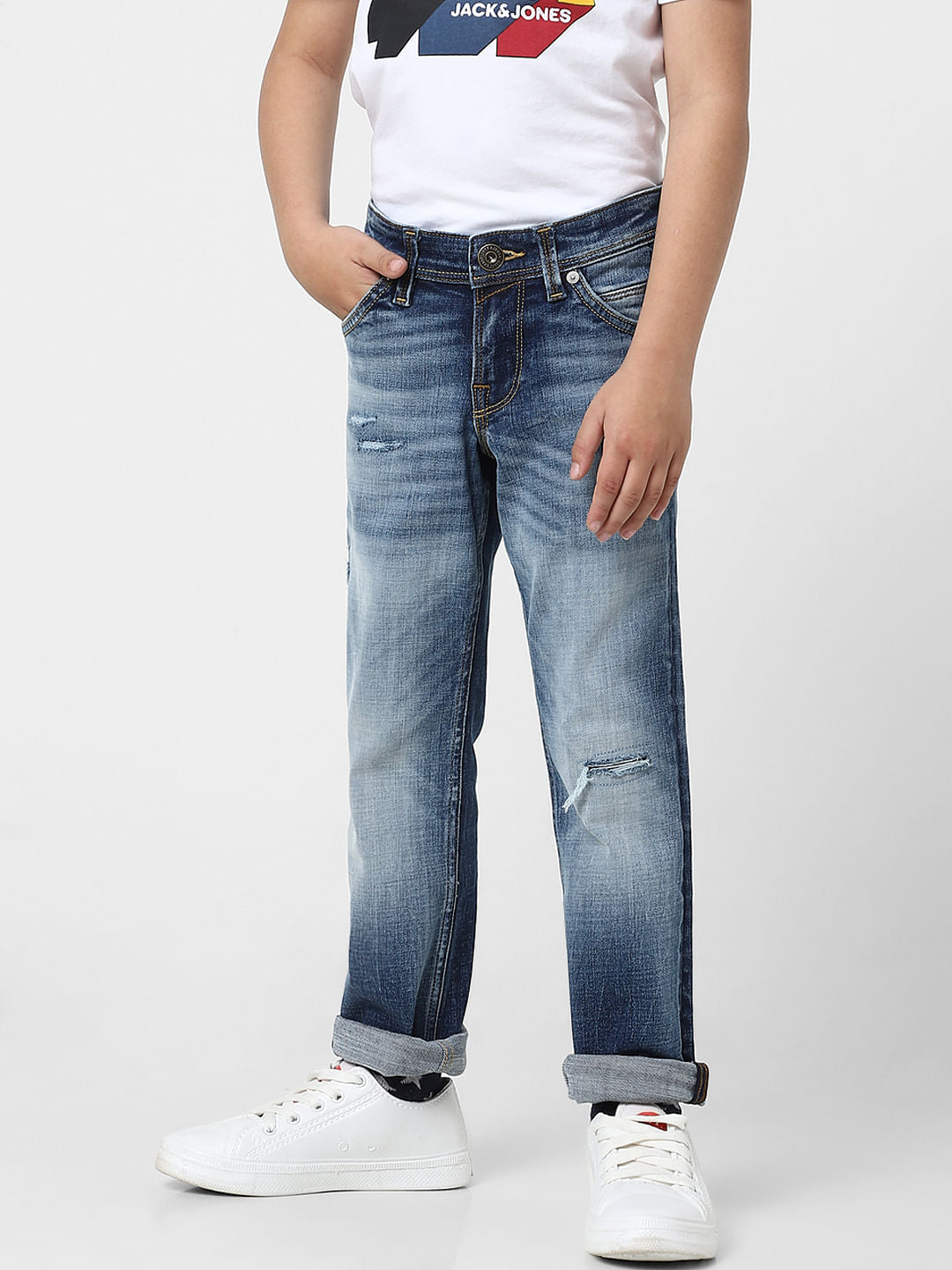 Boys Blue Mid Rise Clark Straight Jeans