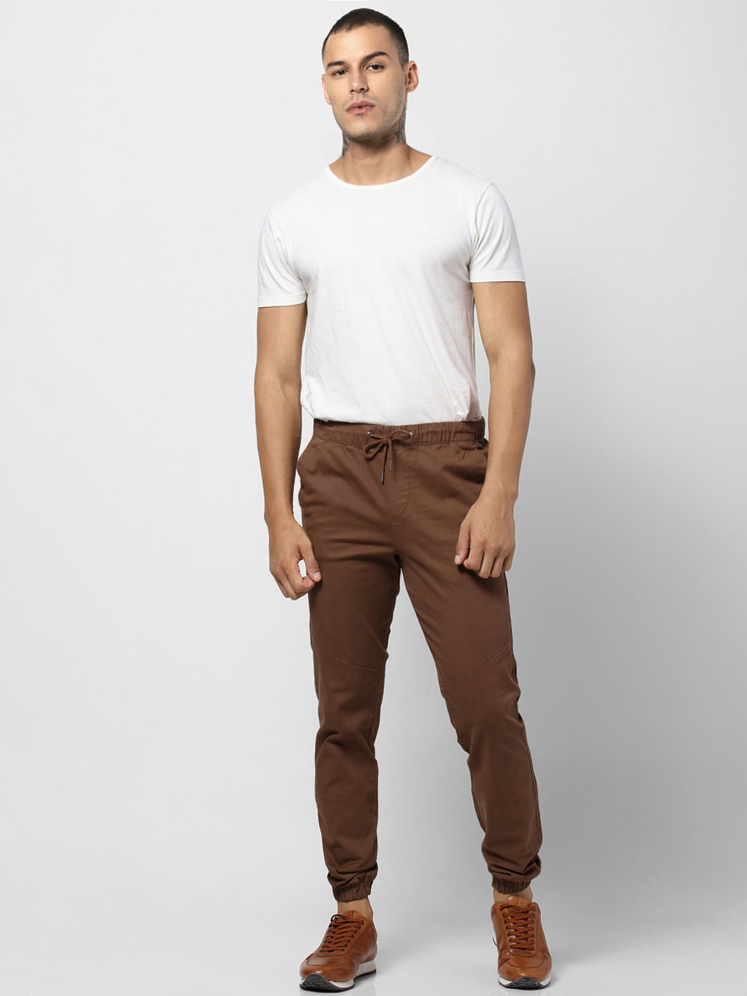 Dark Brown Drawstring Joggers - 28/30
