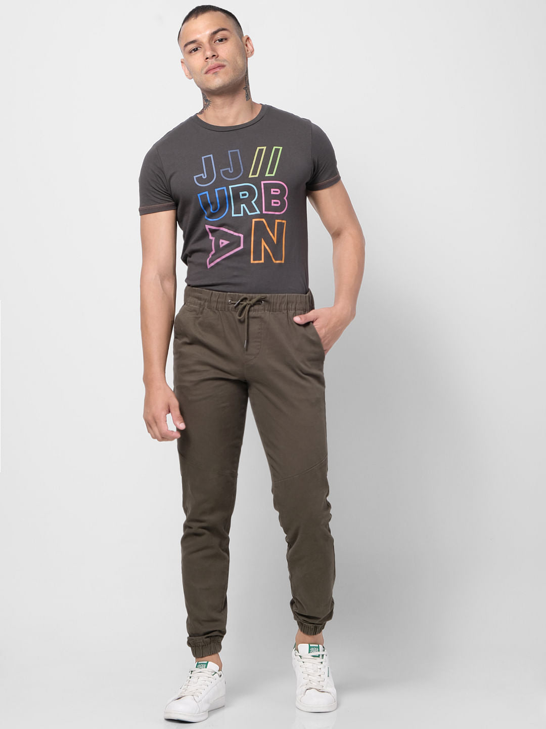 Dark Green Drawstring Joggers - 28/30