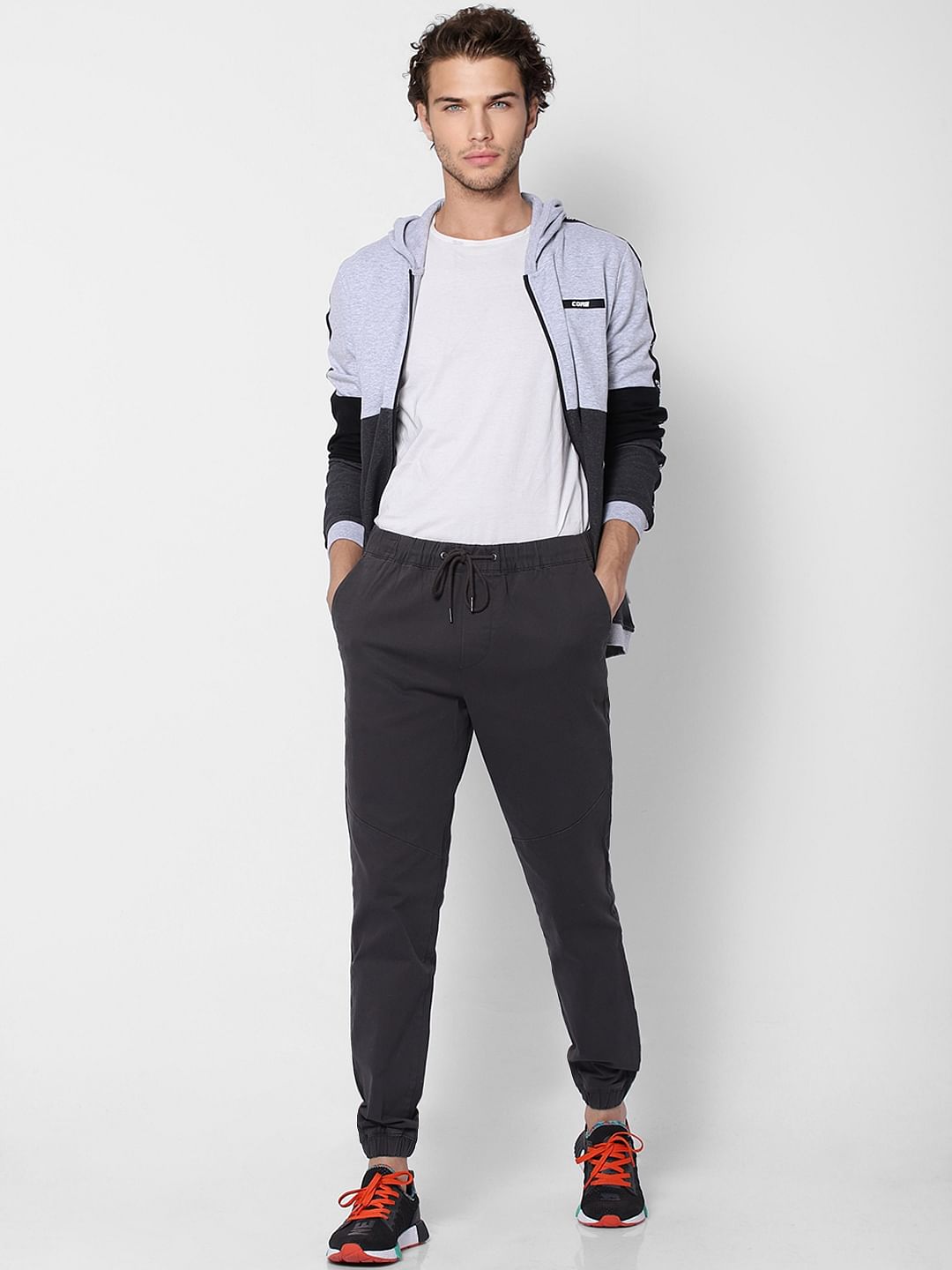 Dark Grey Low Rise Drawstring Joggers