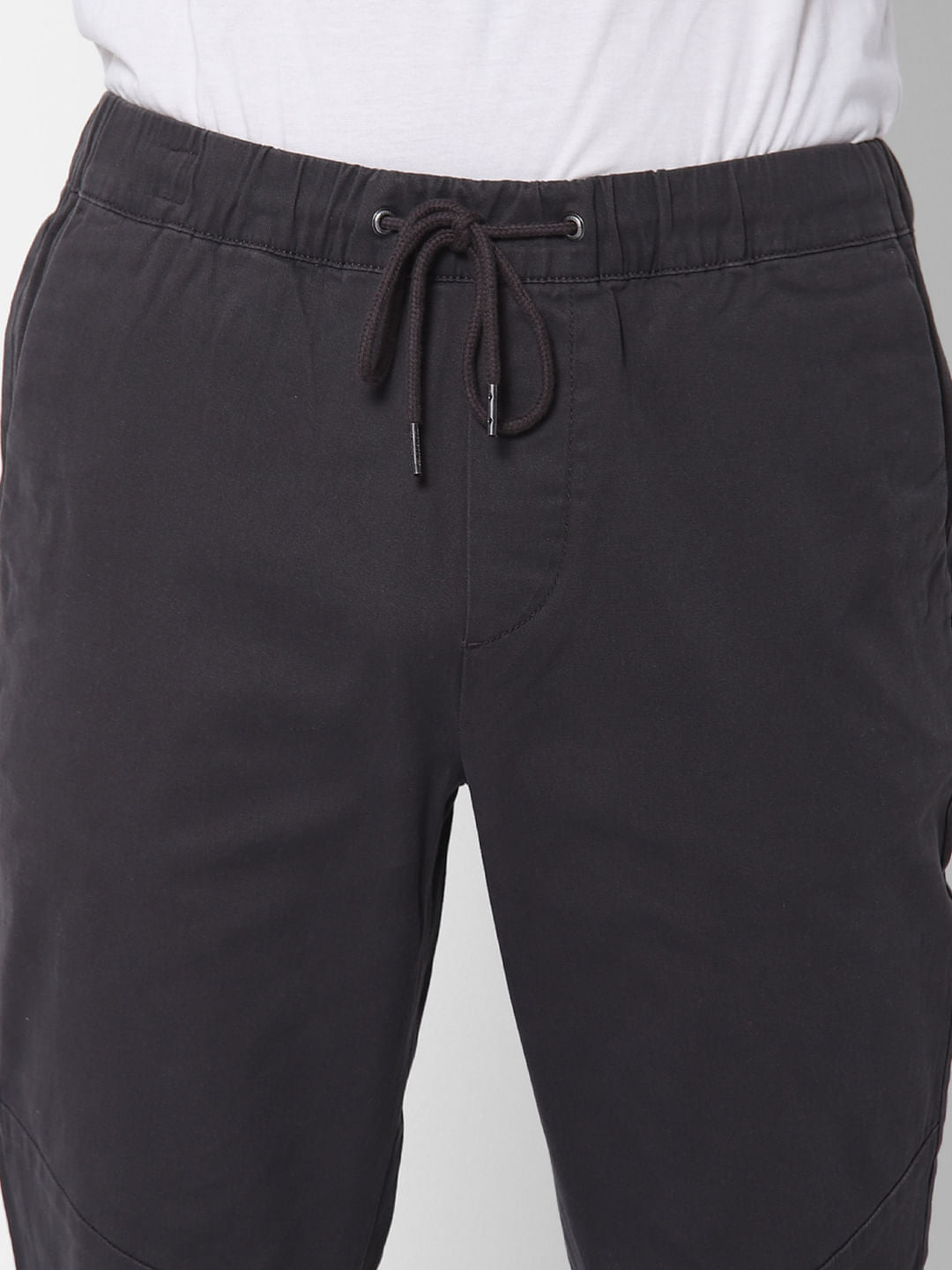 Dark Grey Low Rise Drawstring Joggers
