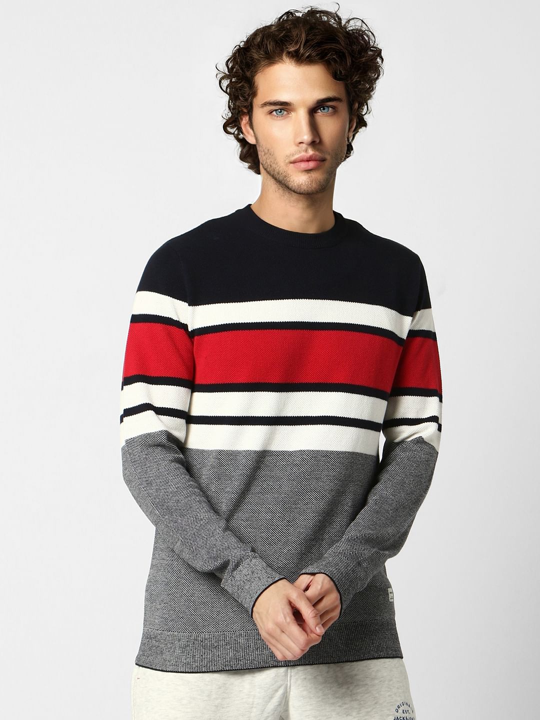 Red Colourblocked Pullover