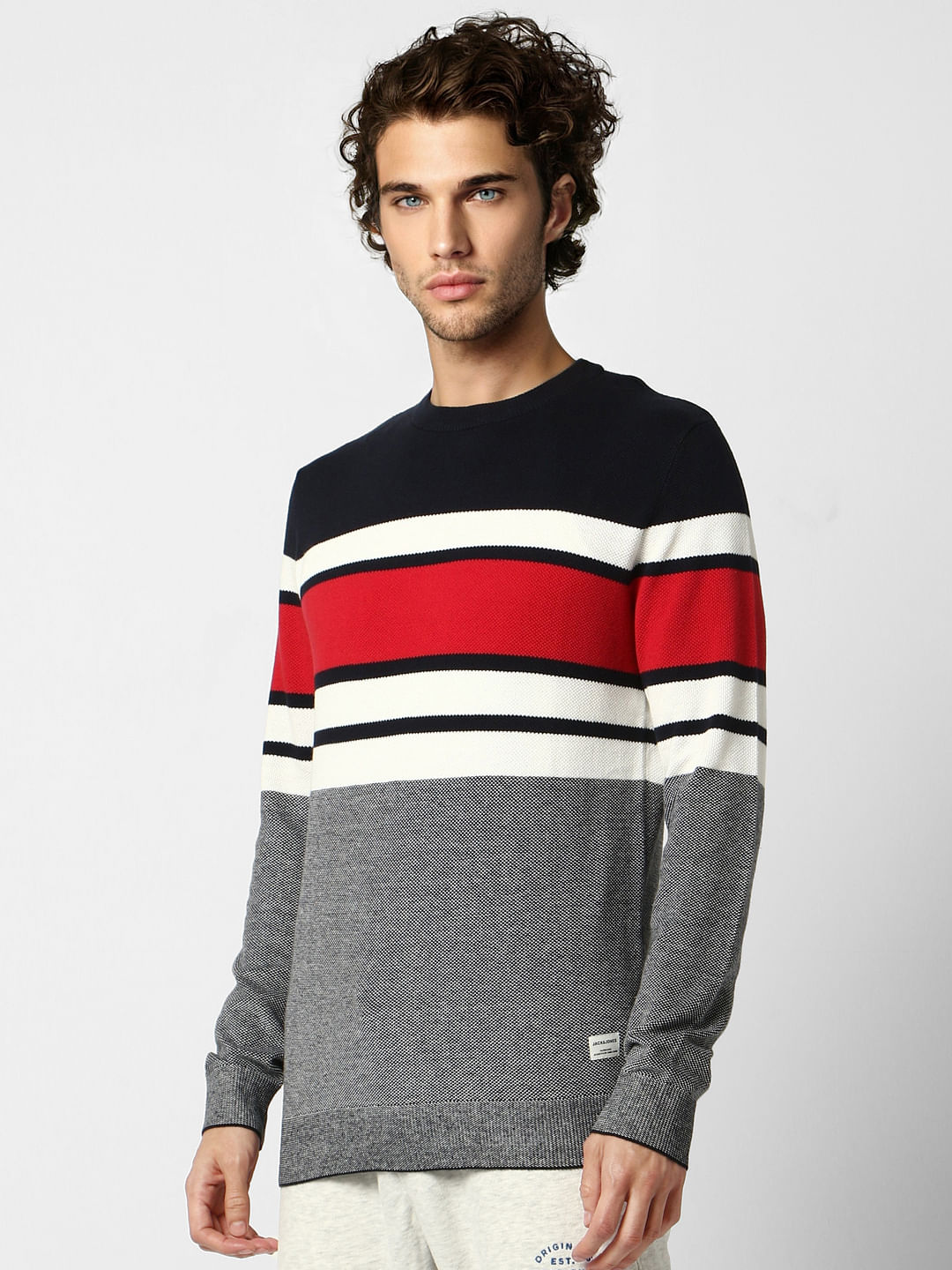 Red Colourblocked Pullover