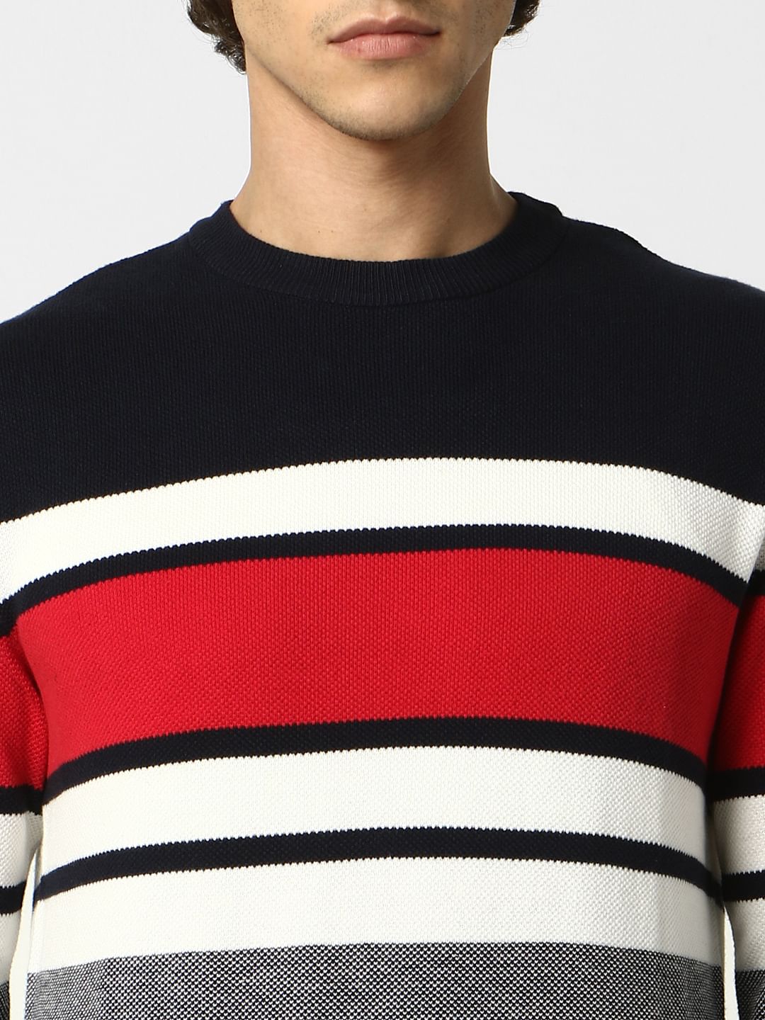 Red Colourblocked Pullover