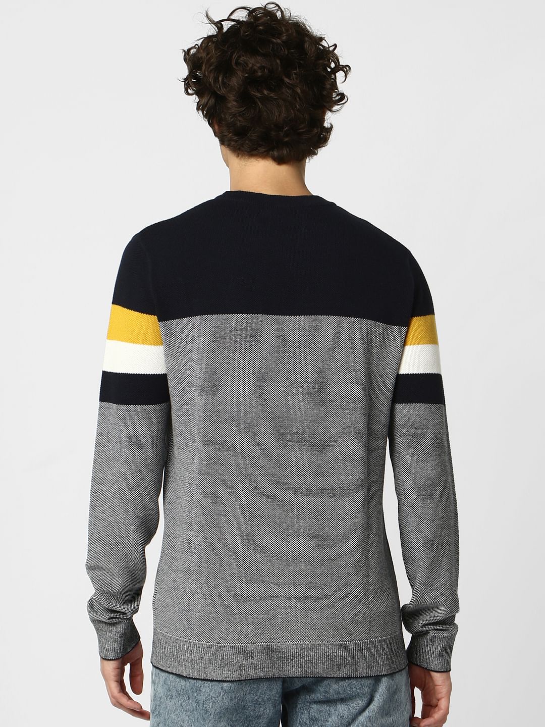 Grey Colourblocked Pullover