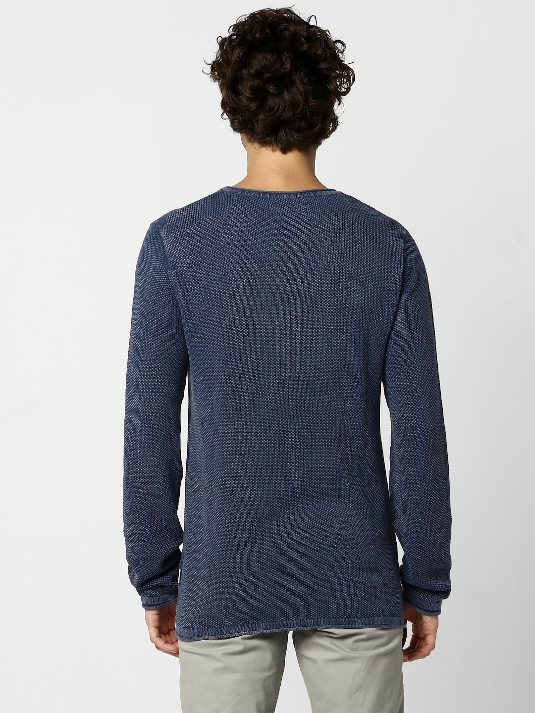 Dark Blue Textured Pullover