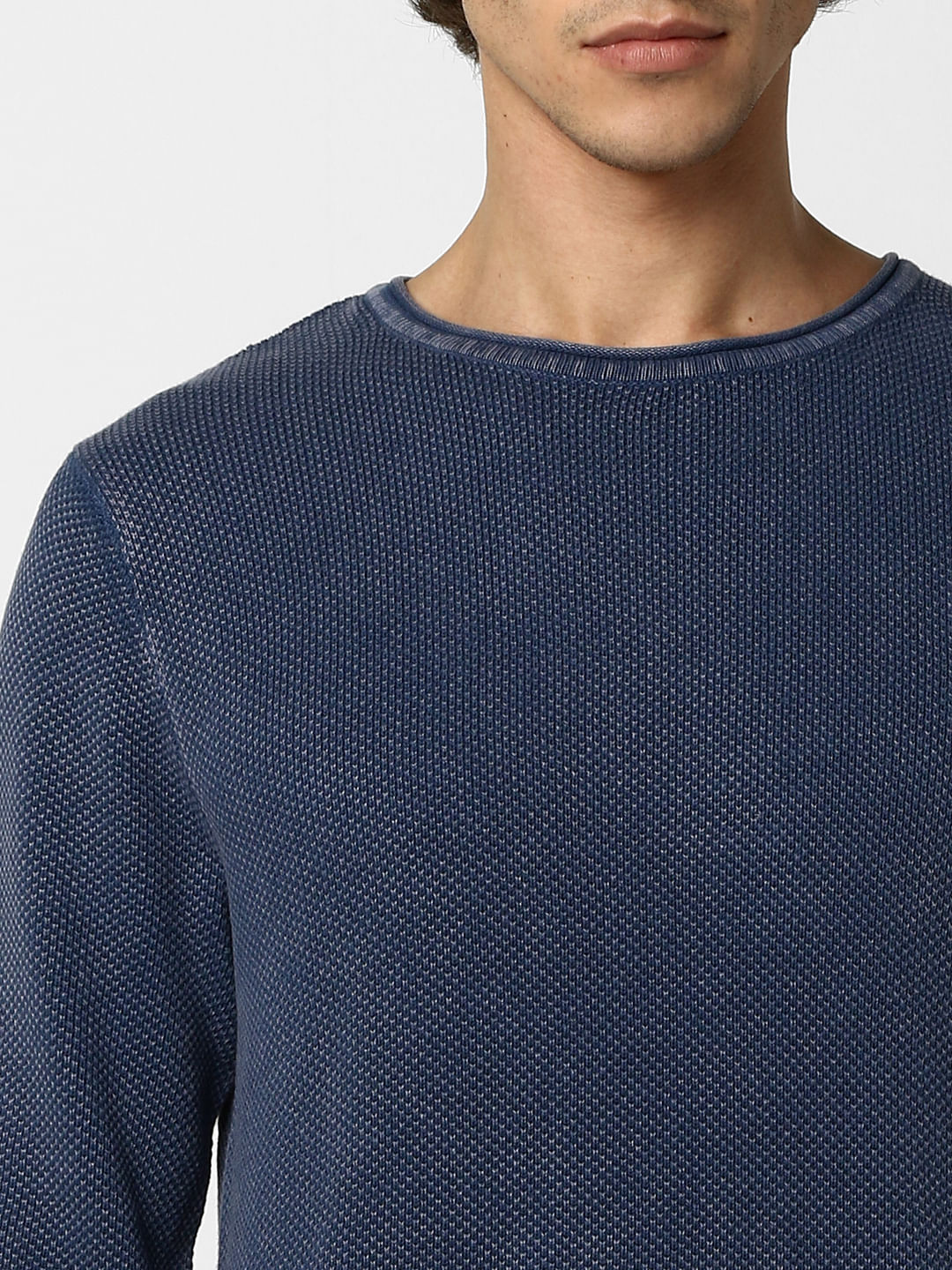 Dark Blue Textured Pullover