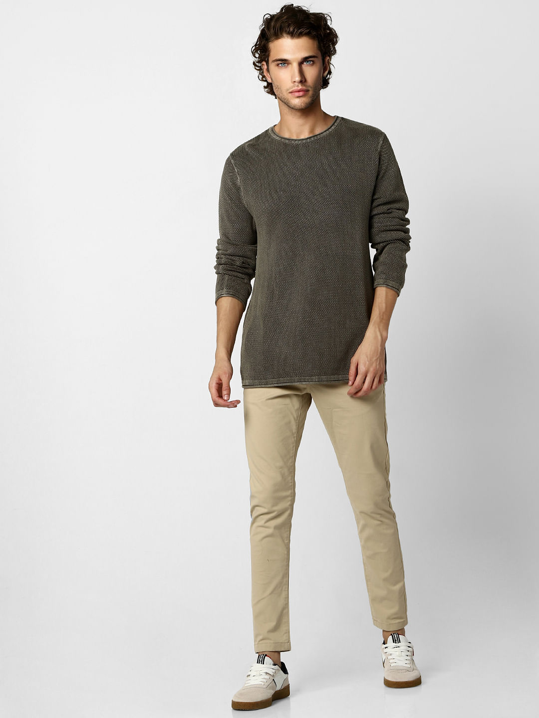 Dark Green Textured Pullover - S