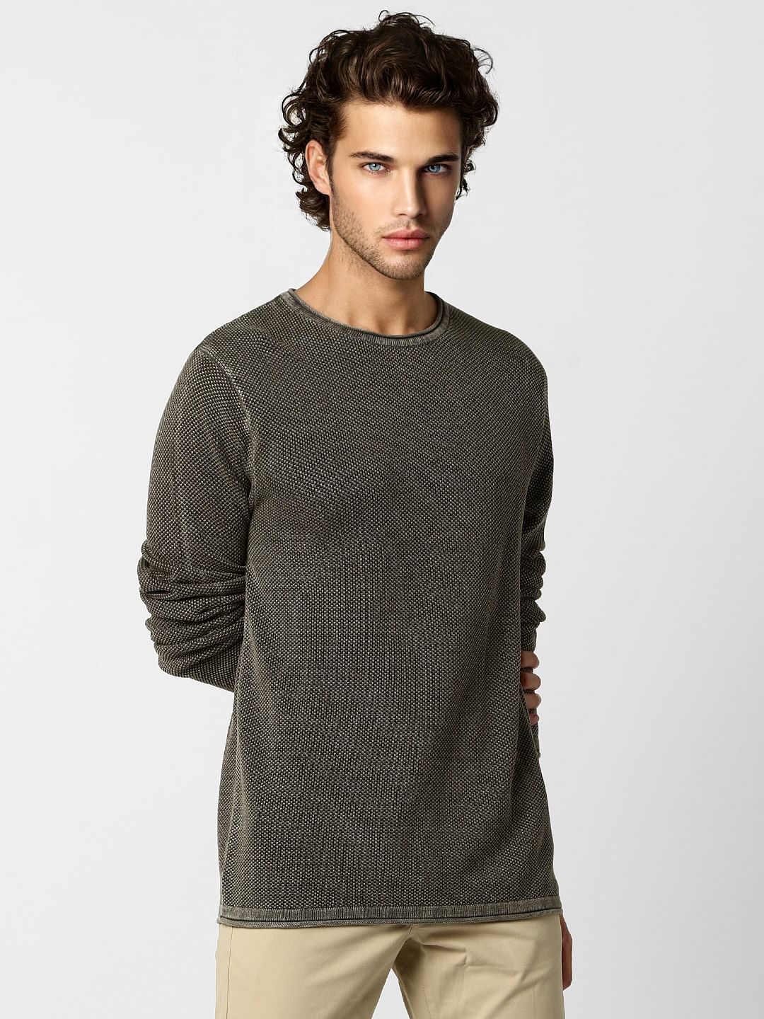 Dark Green Textured Pullover