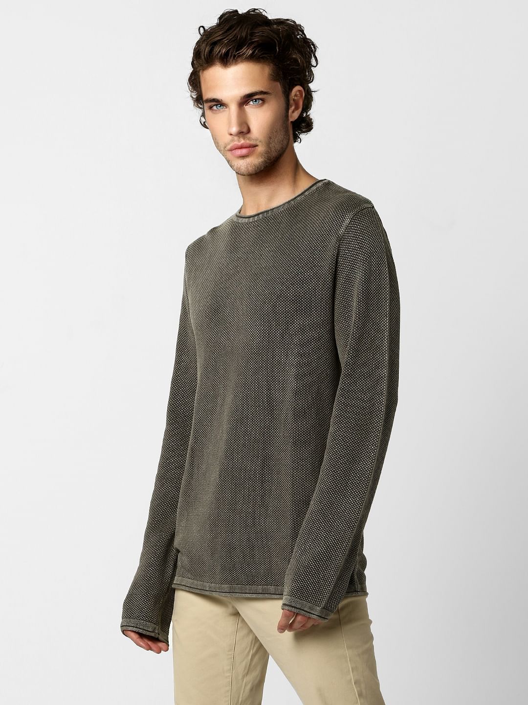 Dark Green Textured Pullover