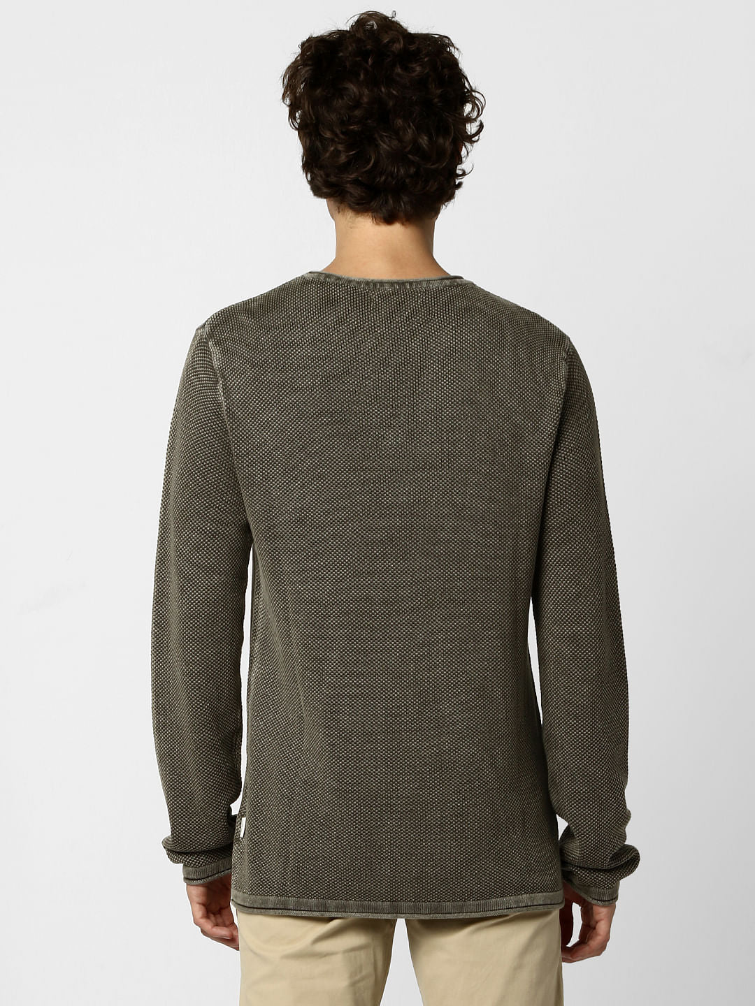 Dark Green Textured Pullover