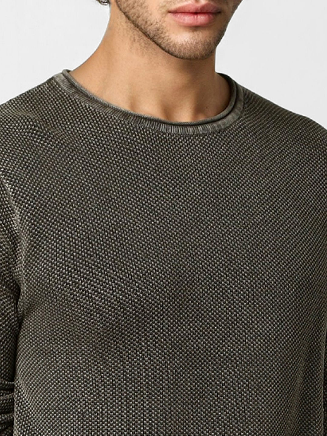 Dark Green Textured Pullover