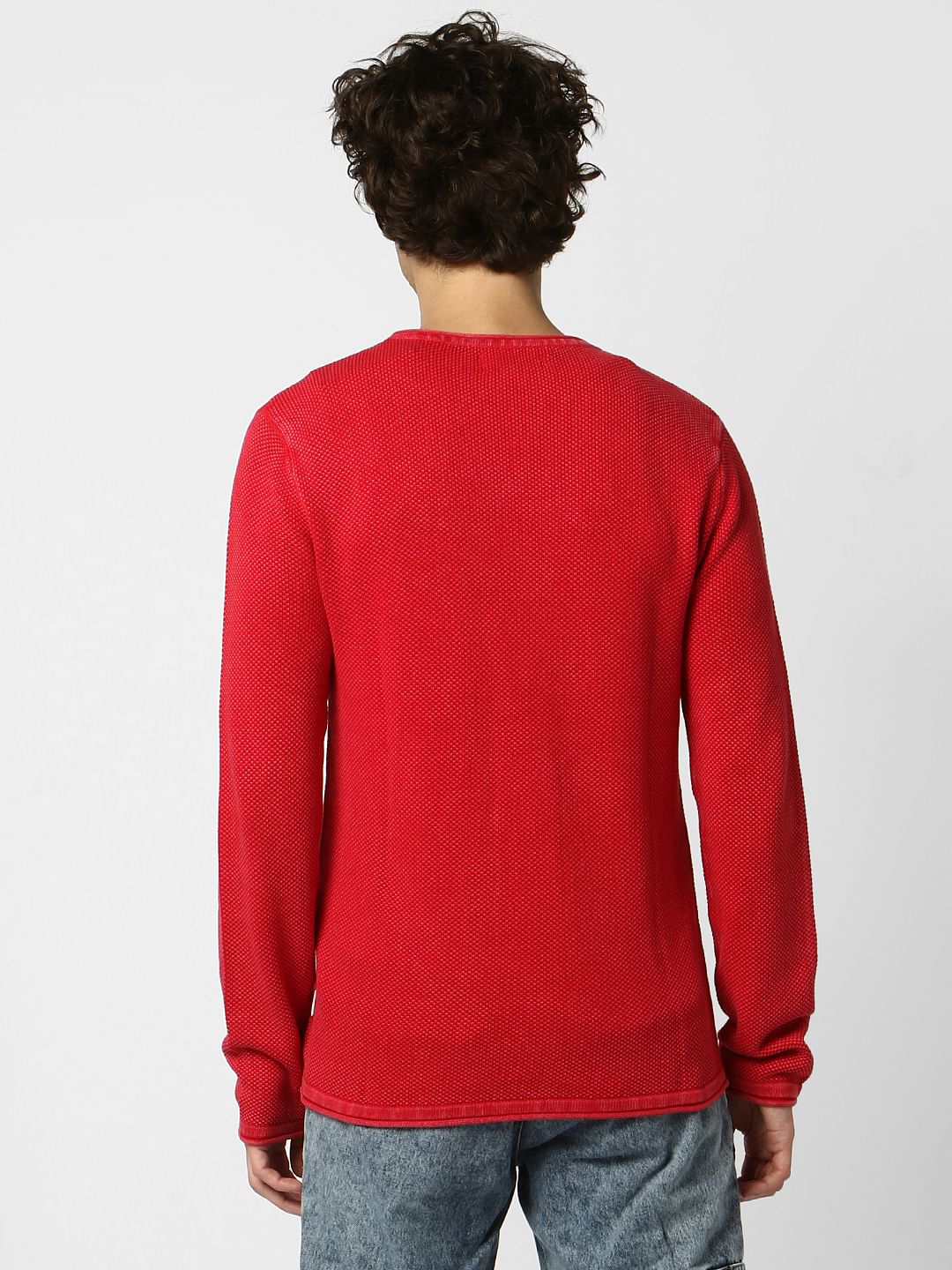 Red Textured Pullover