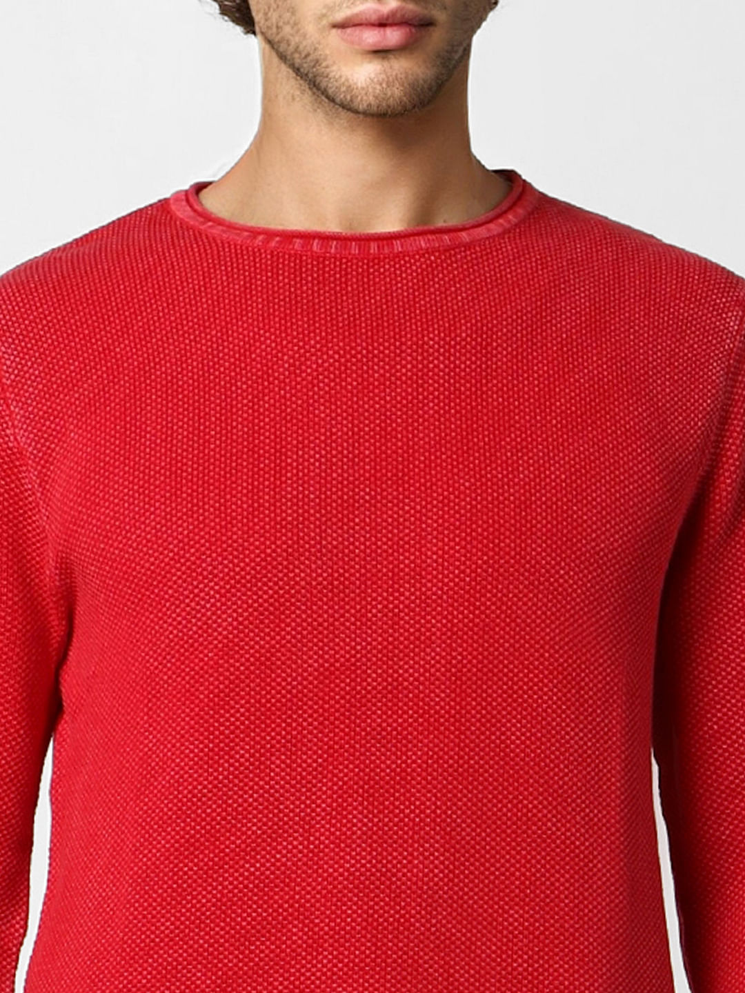 Red Textured Pullover
