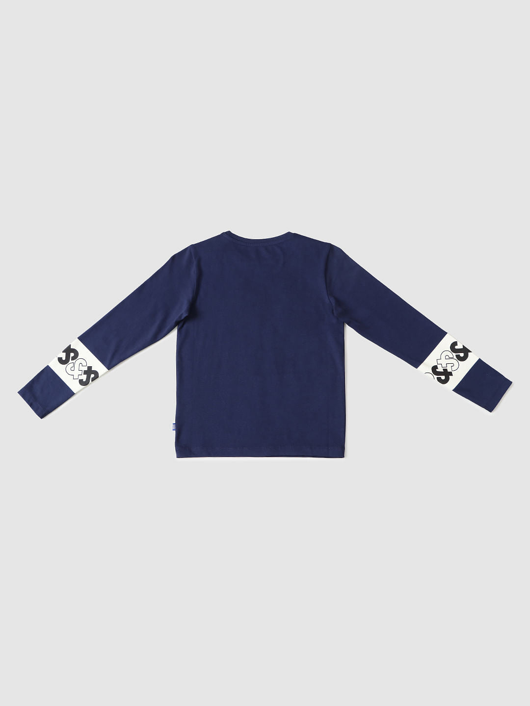 Boys Blue Logo Print Full Sleeves T-shirt