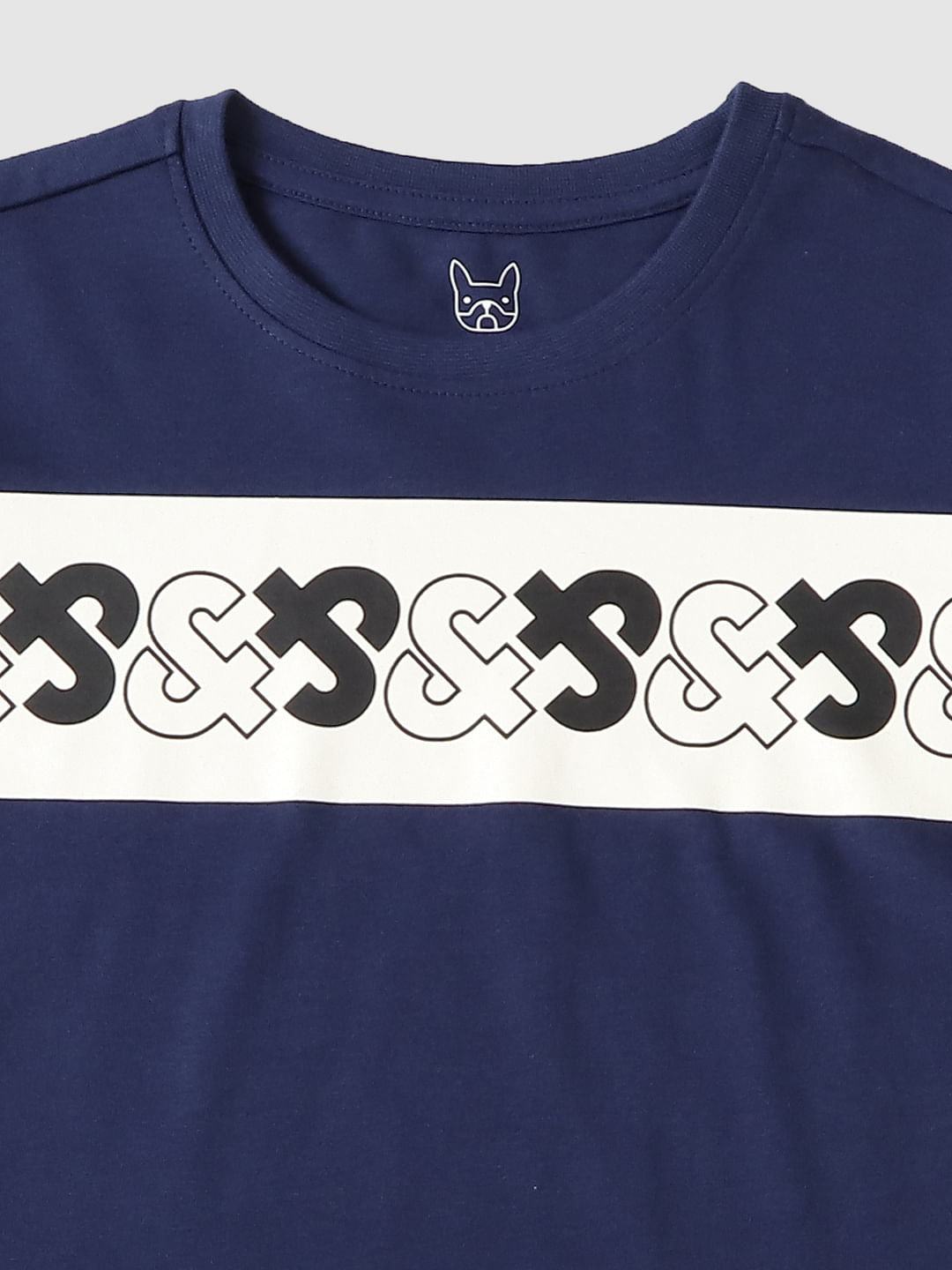 Boys Blue Logo Print Full Sleeves T-shirt