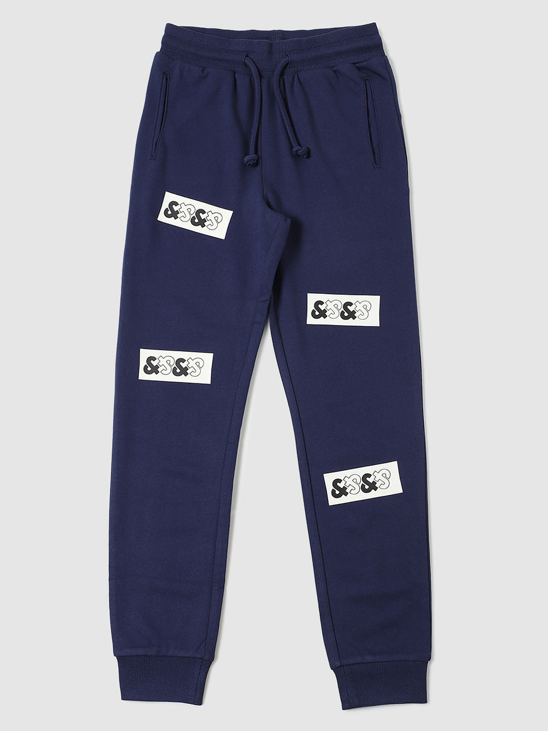 Boys Blue Logo Print Sweatpants - 4/5Y
