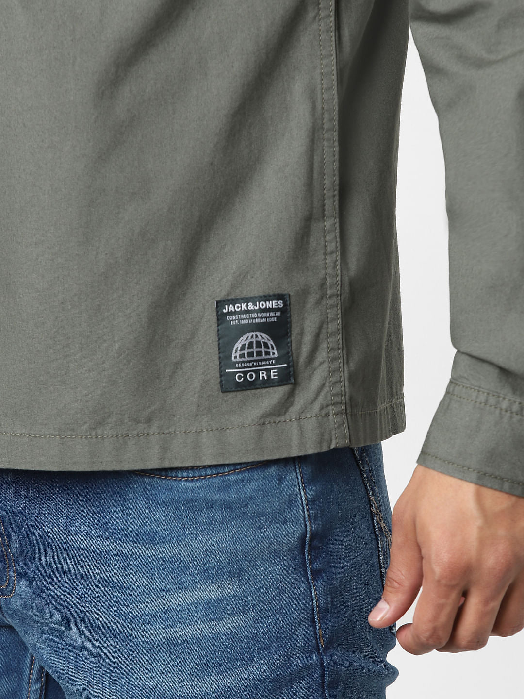 Green Full Sleeves Zip Up Overshirt