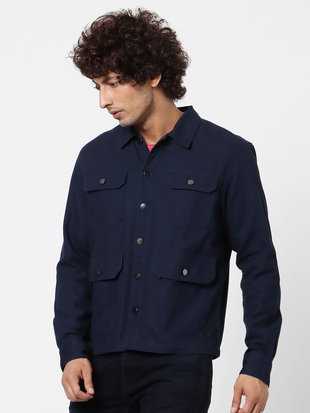 Dark Blue  Full Sleeves Multi Pocket Overshirt