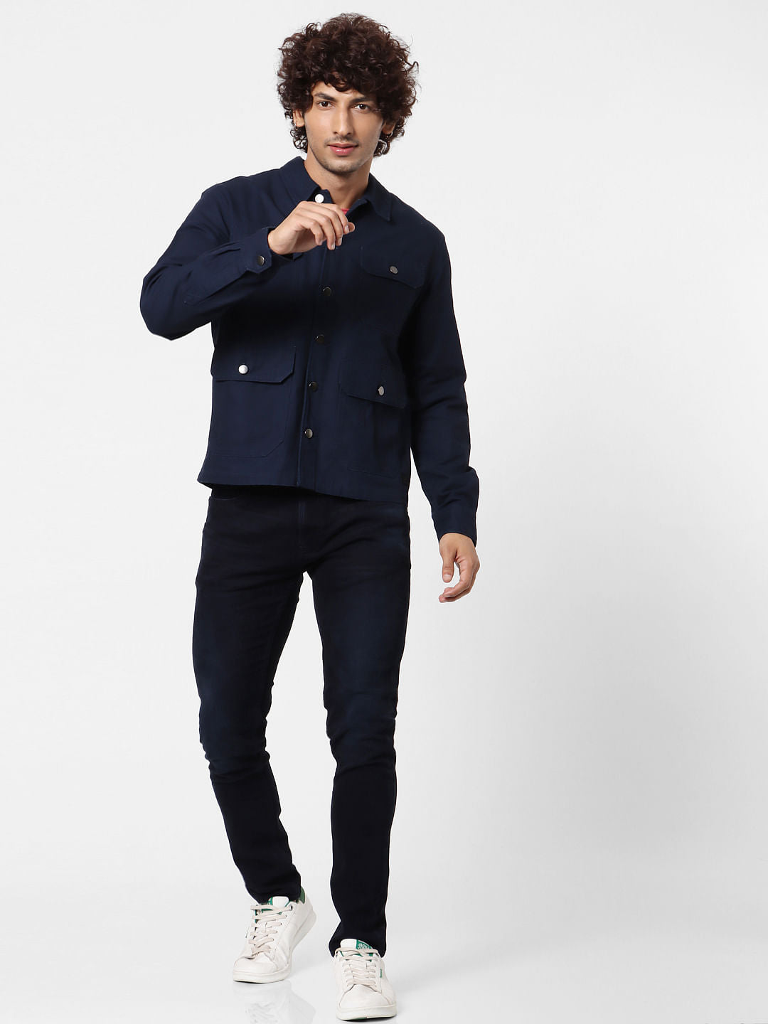Dark Blue  Full Sleeves Multi Pocket Overshirt
