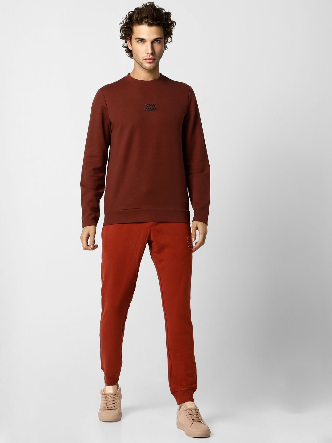 Brown Text Print Sweatshirt - S