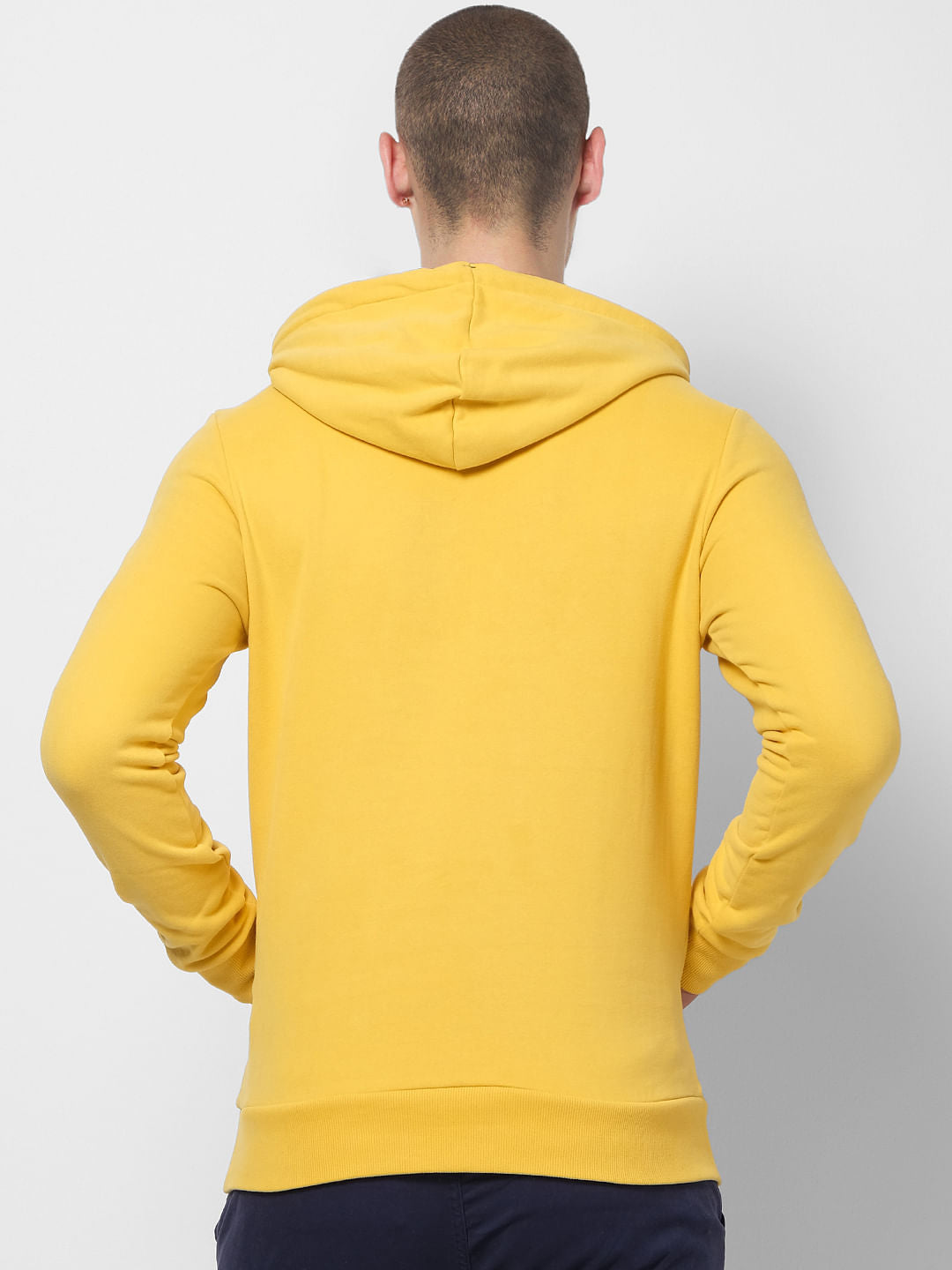 Yellow Logo Print Hooded Sweatshirt