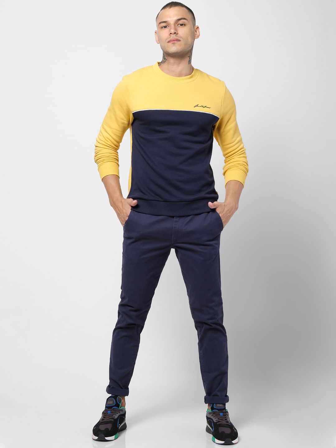 Yellow Colourblocked Sweatshirt