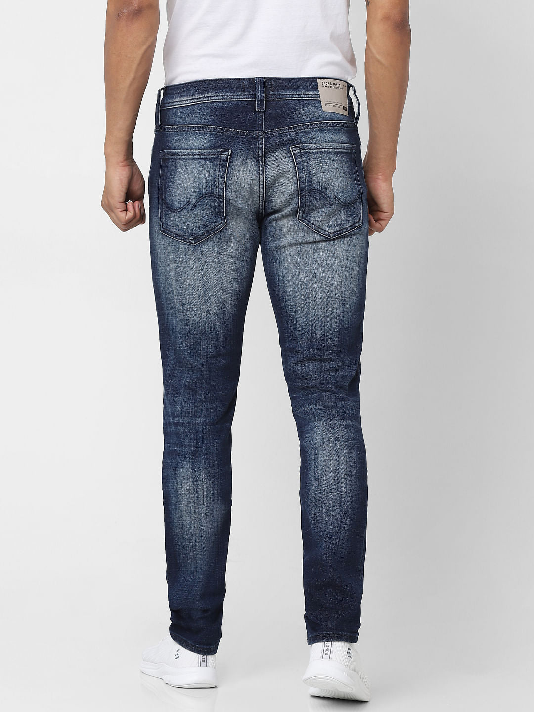 Dark Blue Low Rise Liam Skinny Fit Distressed Jeans