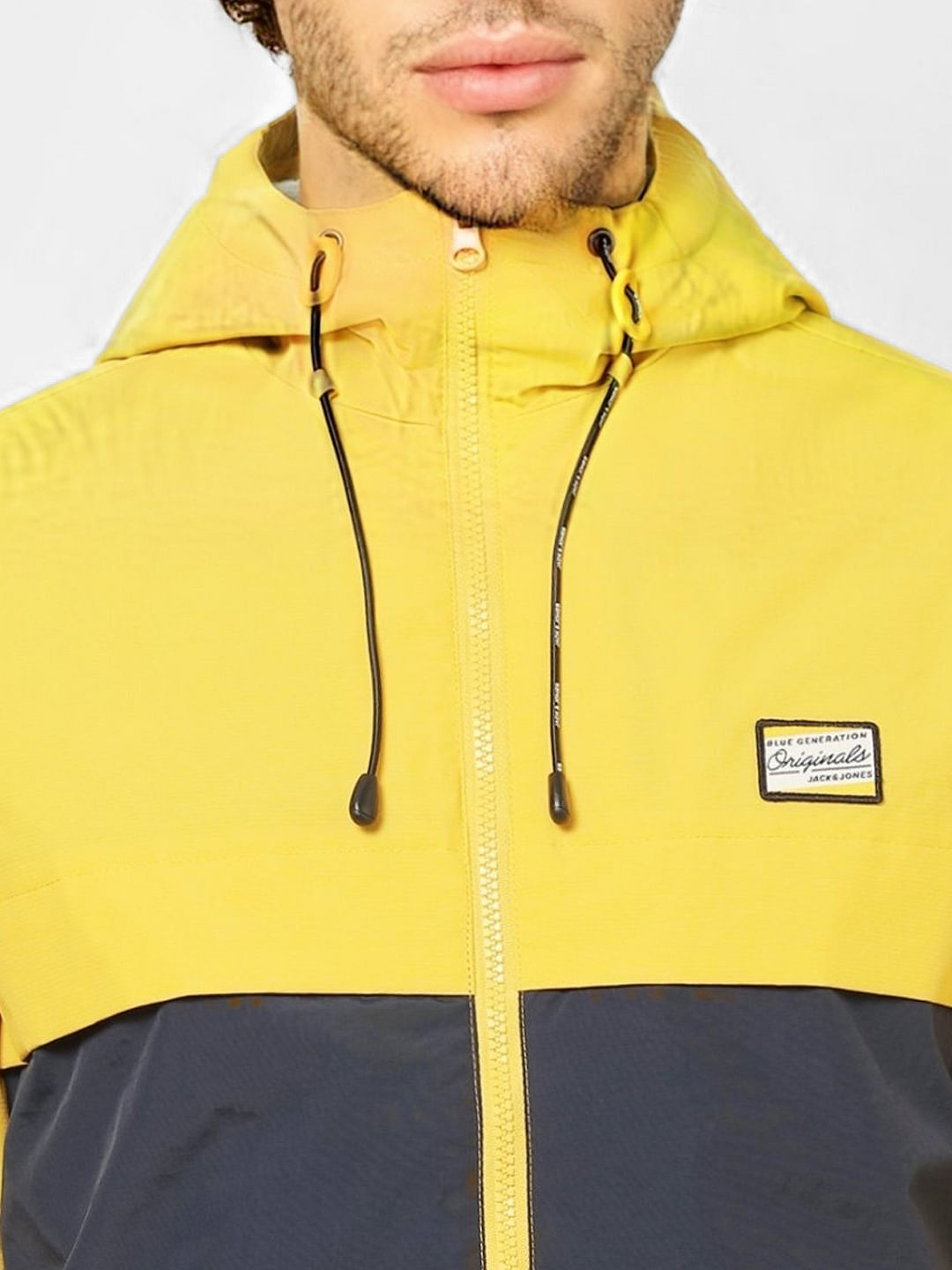 Yellow Colourblocked Hooded Jacket
