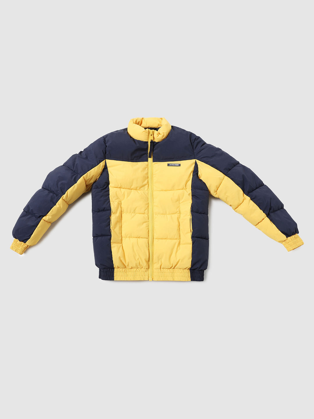 Boys Yellow Colourblocked Puffer Jacket - 4/5Y